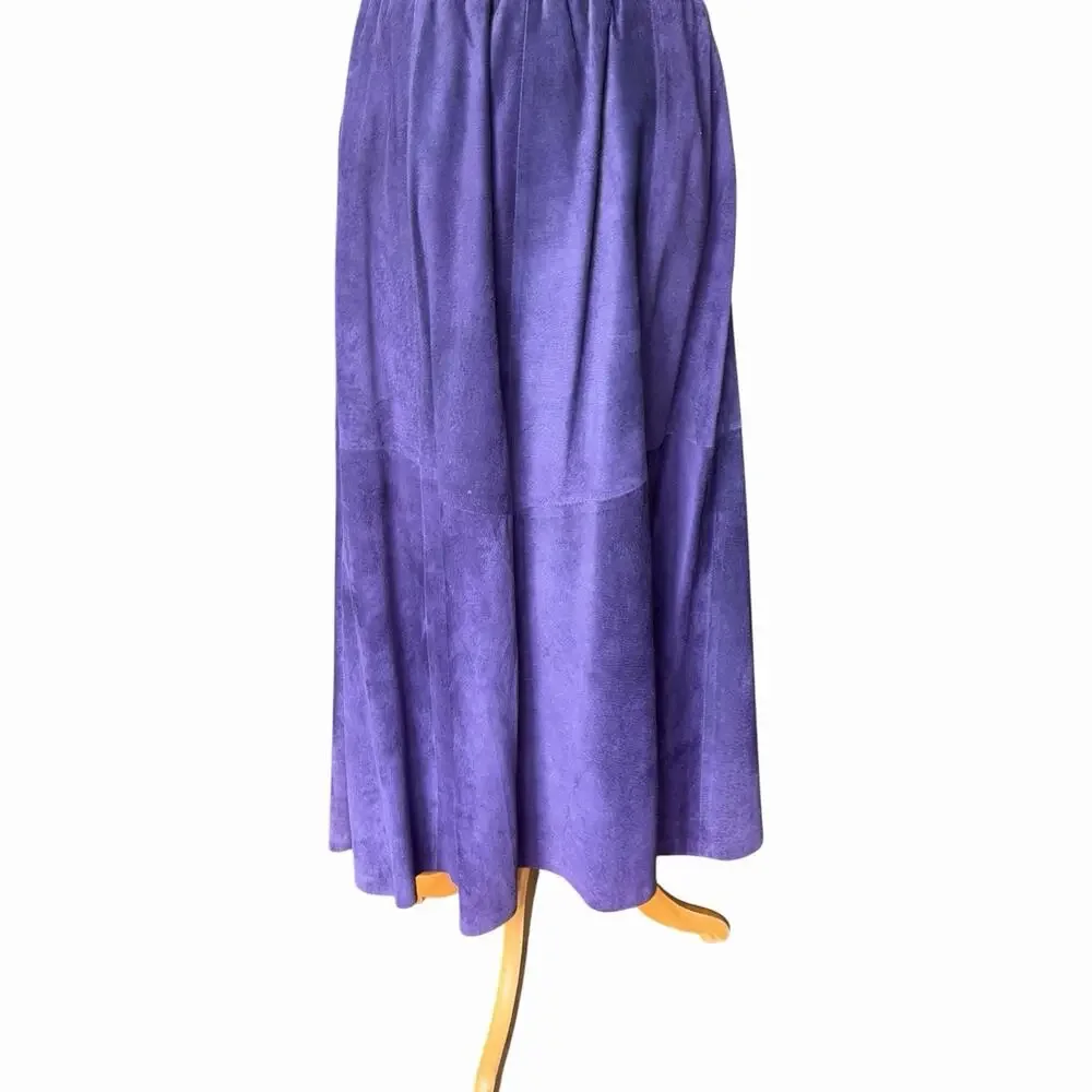 Vintage Liz Roberts Robert Elliott Purple Suede Two Piece Skirt Set Medium - Picture 15 of 16